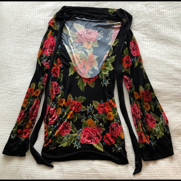 Ladies Small Free People Black Floral Mini Dress - Picture 2 of 7